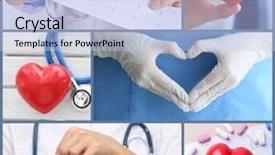  Presentation with cardiology concept - PPT layouts consisting of cardiology collage medicine and health care concept background and a light blue colored foreground
