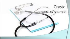  Presentation with clipboard stethoscope - Theme enhanced with cardiology template - stethoscope and blank clipboard isolated background and a white colored foreground