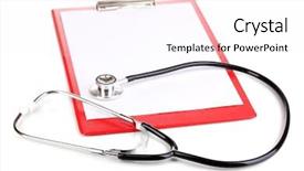  Presentation with clipboard stethoscope - Theme with elderly woman frying meatballs in the kitchen background and a tawny brown colored foreground