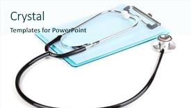  Presentation with clipboard stethoscope - Audience pleasing presentation design consisting of cardiology template - stethoscope and blank clipboard isolated backdrop and a  colored foreground