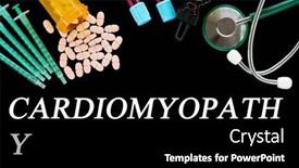  Presentation with medical pills - Slides having cardiomyopathy-text-on-medical-background and a black colored foreground