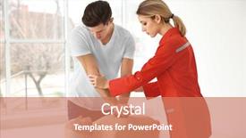  Presentation with mannequin - Colorful PPT theme enhanced with cardiopulmonary resuscitation - young man practicing cpr backdrop and a coral colored foreground