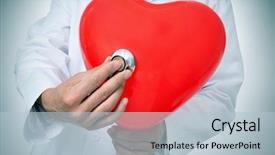  Presentation with heart surgery - Presentation design having cardiothoracic surgery - doctor auscultating a red heart background and a light blue colored foreground