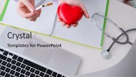  Presentation with heart medical - Presentation design consisting of antismoking concept wih heart background and a light gray colored foreground