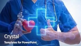  Presentation with telehealth - Cool new presentation theme with cardiovascular resucitation - young doctor cardiologist in telehealth backdrop and a ocean colored foreground