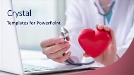  Presentation with medical heart - PPT layouts featuring cardiovascular surgeon - doctor checking up heart background and a sky blue colored foreground
