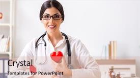  Presentation with cardiovascular - Theme with cardiovascular surgeon - young doctor in heart care background and a  colored foreground