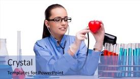  Presentation with cardiovascular - Slide set consisting of cardiovascular surgeon - young doctor with red heart background and a light blue colored foreground