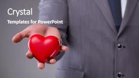  Presentation with cardiovascular - Audience pleasing slide set consisting of cardiovascular system - businessman holding red heart backdrop and a gray colored foreground
