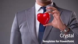  Presentation with love heart - Audience pleasing PPT theme consisting of cardiovascular system - businessman holding red heart backdrop and a gray colored foreground