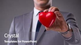  Presentation with cardiovascular - Theme featuring cardiovascular system - businessman holding red heart background and a gray colored foreground