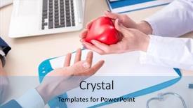  Presentation with cardiologist - Amazing slides having cardiovascular system - businessman visiting cardiologist for routine backdrop and a  colored foreground