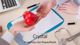  Presentation with cardiologist - Slides having cardiovascular system - businessman visiting cardiologist for routine background and a  colored foreground