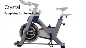  Presentation with cardiovascular - Theme featuring cardiovascular system - fitness bike in a fitness background and a white colored foreground
