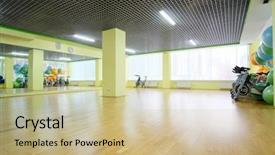  Presentation with cardiovascular - Colorful theme enhanced with cardiovascular system - fitness hall with the sport backdrop and a soft green colored foreground