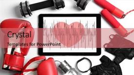  Presentation with cardio - Amazing slide deck having cardiovascular system - set of gym stuff backdrop and a coral colored foreground