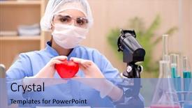  Presentation with lab - Presentation theme enhanced with cardiovascular system - young woman doctor working background and a light blue colored foreground