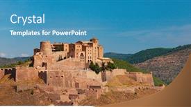  Presentation with spain - Beautiful PPT layouts featuring cardona-castle-in-spain backdrop and a teal colored foreground
