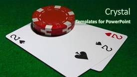  Presentation with poker chips - Cool new slide set with cards and chips for poker on green table backdrop and a forest green colored foreground