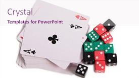  Presentation with casino - PPT theme having cards-and-dives-for-casino background and a sky blue colored foreground