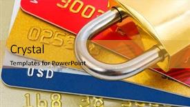  Presentation with business cards - Presentation theme enhanced with cards and lock business security background and a gold colored foreground