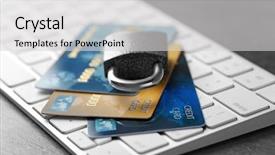  Presentation with keyboard - Slide deck featuring cards and lock on computer background and a light gray colored foreground