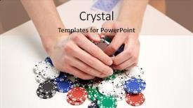  Presentation with gambling - PPT theme enhanced with cards making bet or taking background and a coral colored foreground