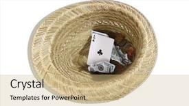  Presentation with deck of playing cards - Cool new slide deck with cards on a white background backdrop and a coral colored foreground