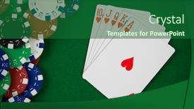  Presentation with poker chips - Colorful slides enhanced with cards-with-poker-arrangement backdrop and a forest green colored foreground