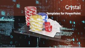  Presentation with bridge playing cards - PPT layouts with cards with stack of casino background and a tawny brown colored foreground