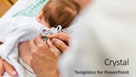  Presentation with postpartum - Beautiful PPT theme featuring postpartum care - closeup of doctor's hands examining backdrop and a mint green colored foreground