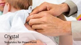  Presentation with postpartum - Audience pleasing presentation theme consisting of postpartum care - closeup of doctor's hands examining backdrop and a coral colored foreground