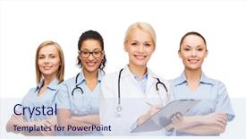  Presentation with nurses - Presentation with medical team care - healthcare and medicine concept background and a sky blue colored foreground