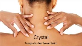  Presentation with self care - Theme with naked woman doing neck self background and a coral colored foreground