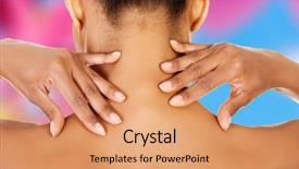  Presentation with examination - Audience pleasing PPT layouts consisting of naked woman doing neck self backdrop and a coral colored foreground