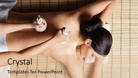  Presentation with spa salon - Audience pleasing slides consisting of care bundle - beautiful young and healthy woman backdrop and a  colored foreground