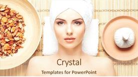  Presentation with spa salon - Beautiful PPT theme featuring care bundle - healthy and beautiful girl getting backdrop and a lemonade colored foreground