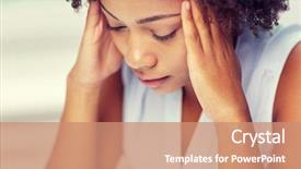  Presentation with health care customer service - Colorful PPT theme enhanced with care concept - unhappy african american backdrop and a coral colored foreground