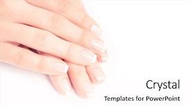  Presentation with equipment in nail care - PPT theme having care for sensuality woman nails background and a pink colored foreground