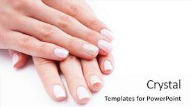  Presentation with equipment in nail care - Audience pleasing slides consisting of care for sensuality woman nails backdrop and a  colored foreground