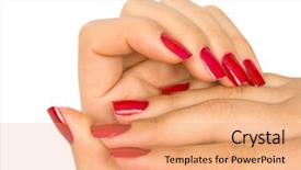  Presentation with nails - Slide set with care for sensuality woman nails background and a coral colored foreground