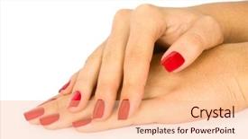  Presentation with equipment in nail care - Cool new theme with care for sensuality woman nails backdrop and a coral colored foreground