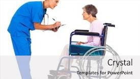  Presentation with caring - Beautiful theme featuring care giver - caring nurse helping senior patient backdrop and a white colored foreground