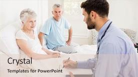  Presentation with nurse - PPT layouts featuring care giver - handsome nurse visiting a mature background and a lemonade colored foreground