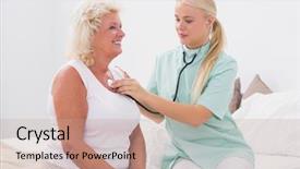  Presentation with audit nursing home - PPT theme featuring care giver - home nurse examining an aged background and a  colored foreground