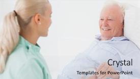  Presentation with nurse law elderly persons - Cool new presentation design with care giver - home nurse giving elderly man backdrop and a sky blue colored foreground