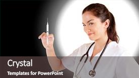  Presentation with nurse care - Amazing PPT theme having care giver - nurse with syringe looking backdrop and a  colored foreground