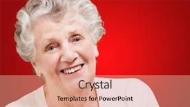  Presentation with senior care - Colorful slides enhanced with care grandmother - portrait of senior woman smiling backdrop and a coral colored foreground