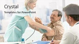  Presentation with measurement - Slide deck featuring care health - doctor waiting for results background and a sky blue colored foreground