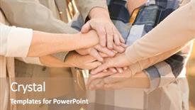  Presentation with home care - Beautiful PPT theme featuring care home putting hands together backdrop and a coral colored foreground